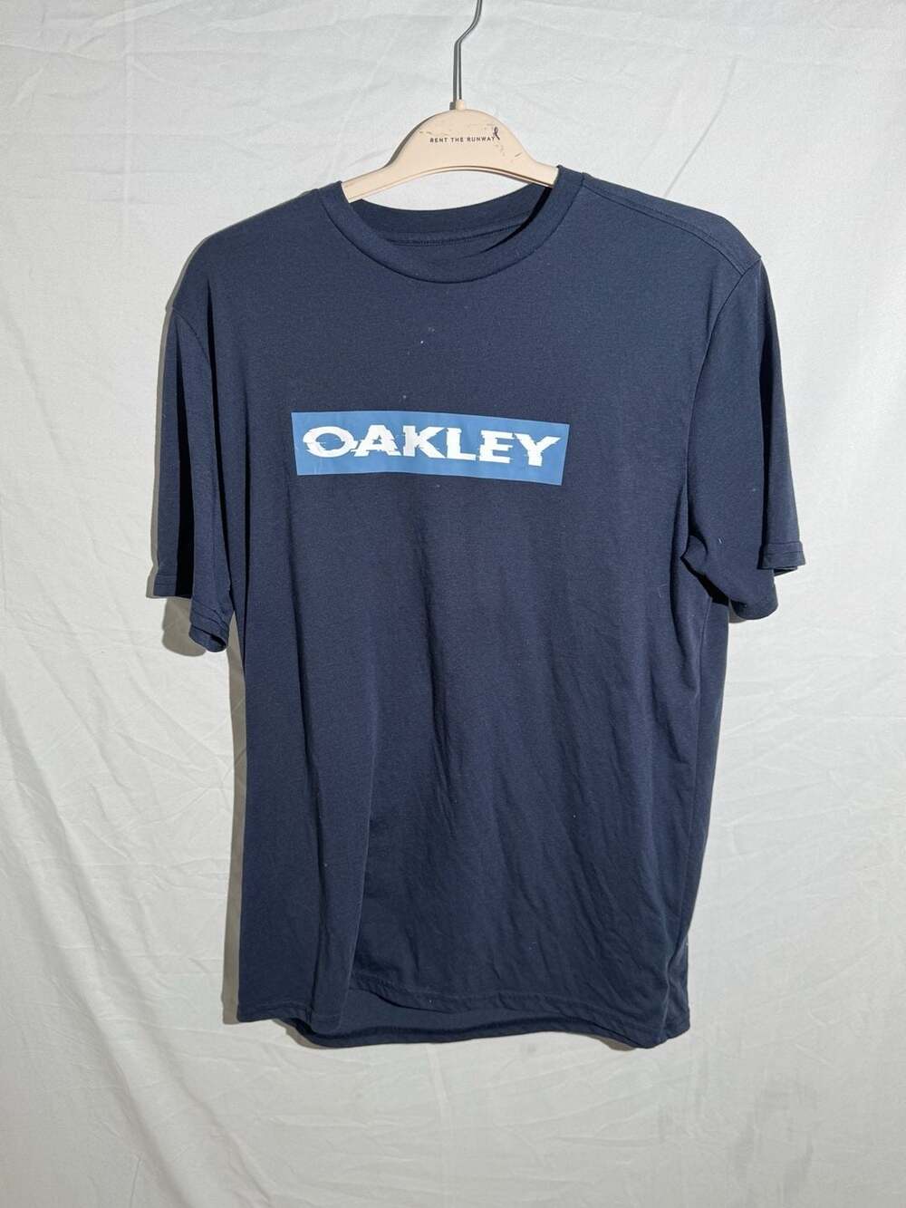 Oakley Box Logo Graphic T-Shirt Mens Large L Navy Blue Short Sleeve Athletic Str
